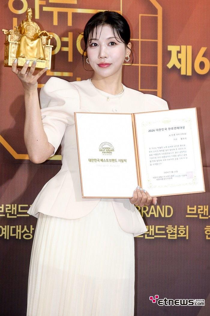 [ET포토] 봉두리, '자랑스럽게 든 트로피'