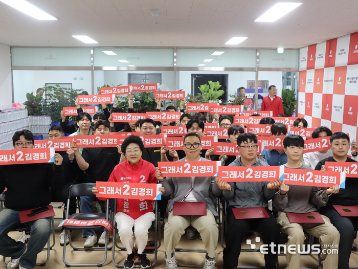 김경희 국민의힘 이천시장 후보는 12일 관내 청년 50여명이 참석한 가운데 선거조직 발대식을 가졌다. 김경희 이천시장 후보 선거사무소 제공.