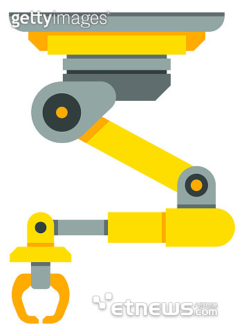 Mechanical arm. Industry robot technology. Automatic machinery isolated on white background