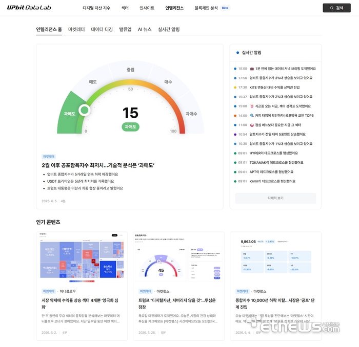 업비트 데이터랩, '인텔리전스' 출시…투자 콘텐츠 확대