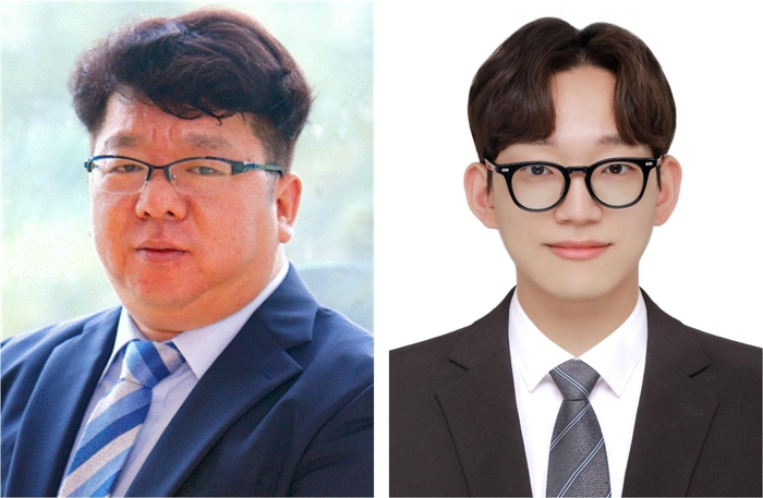 (왼쪽부터)백창기 교수와 IT융합공학과 통합과정 김기영 씨