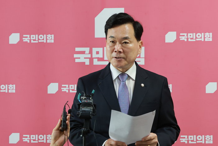 국조특위 관련 브리핑하는 국민의힘 김승수 원내운영수석부대표. 연합뉴스