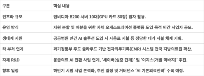 보건복지부 '의료 AI 클라우드' 사업 주요 내용표.