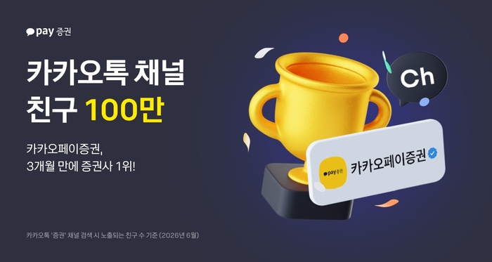 카카오페이증권 카톡 채널, 3개월 만에 친구 100만…증권사 1위