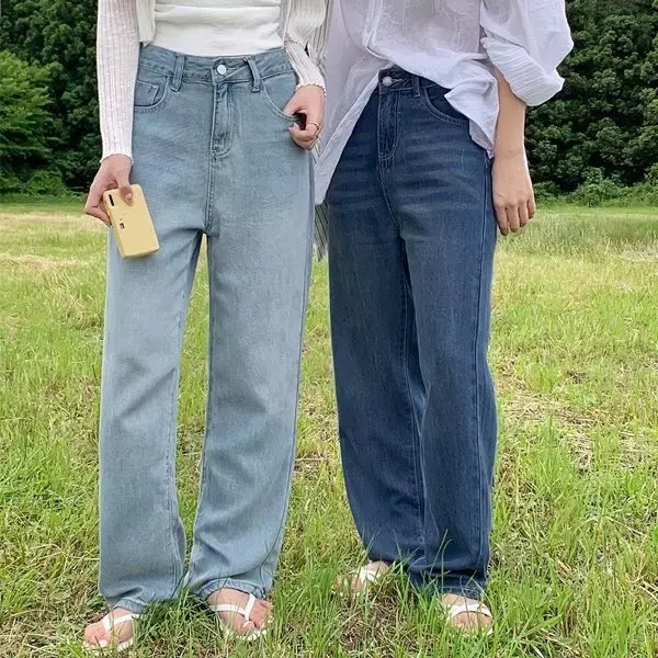 핫핑 플러팅 워싱 세미 와이드 데님 청바지 〈자료 11번가〉