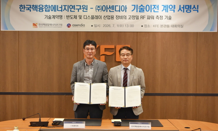 오영국 핵융합연 원장(오른쪽)과 박문수 아센디아 대표