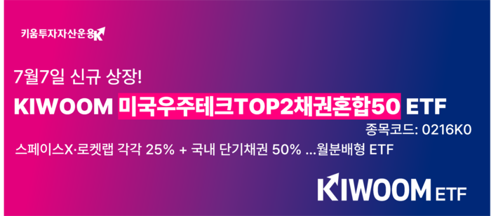 키움투자자산운용이 7일 'KIWOOM 미국우주테크TOP2채권혼합50 상장지수펀드(ETF)'를 상장한다. (사진=키움투자자산운용)