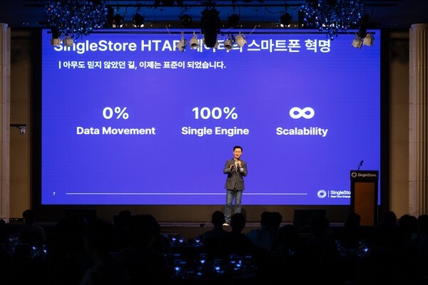싱글스토어 코리아 한정희 대표가 싱글스토어의 HTAP에 대해서 설명하고 있다. (제공: 싱글스토어)