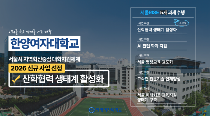 한양여대가 2026 서울 RISE(지역혁신중심 대학지원체계) 신규사업인 '산학협력생태계 활성화' 단위과제에 최종 선정됐다.(사진=한양여대)