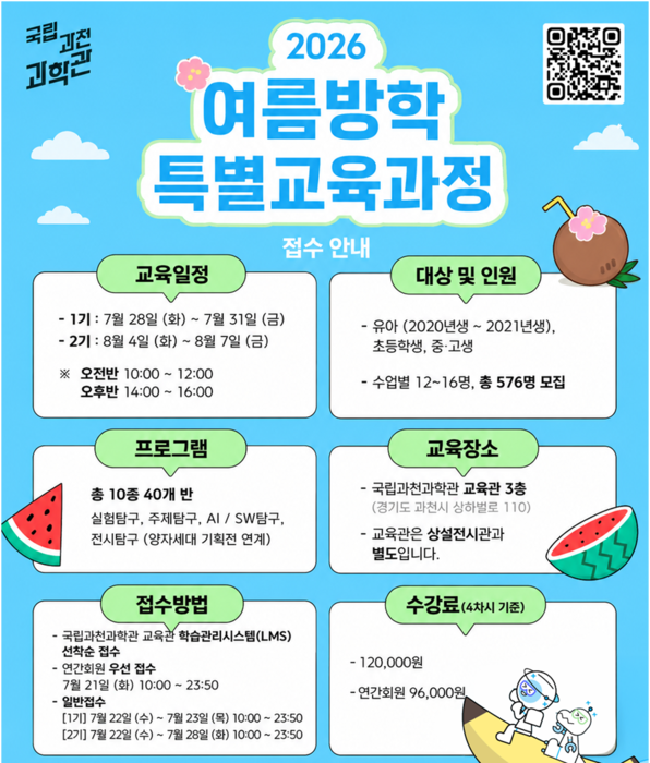 국립과천과학관이 여름방학을 맞아 미취학 아동부터 중학생까지 참여할 수 있는 교육과정을 운영한다.(사진=국립과천과학관)