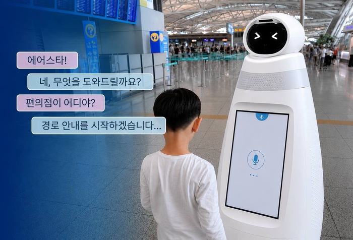 셀바스AI의 AI 음성 인터페이스 기술 '셀바스 트리거'가 탑재된 인천공항 '에어스타'. ⓒ셀바스AI