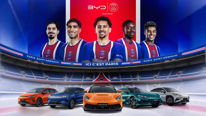 BYD, 프랑스 명문구단 PSG '공식 자동차 파트너사' 선정