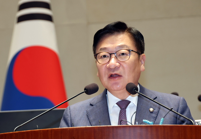 국민의힘 정점식 원내대표가 21일 국회에서 열린 의원총회에서 발언하고 있다. 연합뉴스