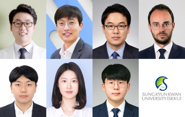 (위, 왼쪽부터) 성균관대 강보석 교수, 아주대 황종국 교수, 인천대 박영돈 교수, 발렌시아 대학 호아킨 칼보 교수 (아래, 왼쪽부터) 아주대 김성욱 박사, 성균관대 서정민 박사, 윤병식 연구원(사진=성균관대)