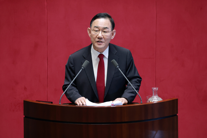 '보완수사권 폐지' 형소법 개정안 필리버스터 시작하는 국민의힘 주호영 의원. 사진=연합뉴스