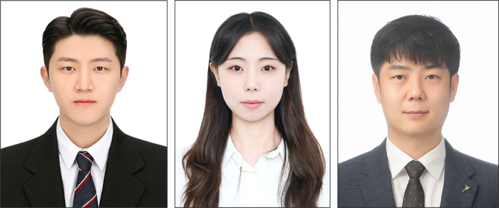 (왼쪽부터) 손준혁 석사연구원(1저자), 정효진 석사연구원(2저자), 안유찬 교수(교신저자)