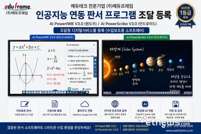 에듀프레임, AI 판서 프로그램 2종 조달 등록
