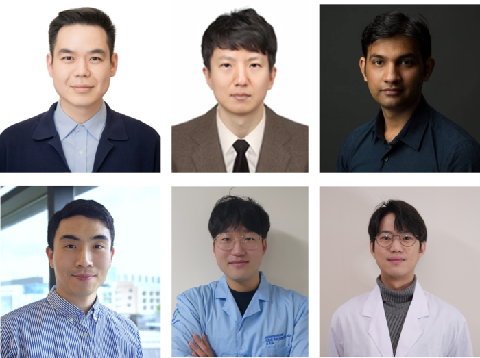 윗줄 왼쪽부터 유호천 한양대 교수, 김영준 가천대 교수, 아미트 란잔 트리베디 미국 일리노이대학교 시카고 교수, 아랫줄 왼쪽부터 김창현 캐나다 오타와대학교 교수, 한영민·유영우 한양대 박사과정생.(사진=한양대)