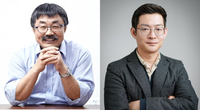 (왼쪽부터) 성균관대 이영희 명예교수, 성균관대 김기강 에너지과학과 교수(겸 포스트실리콘 핵심연구센터장)(사진=성균관대)