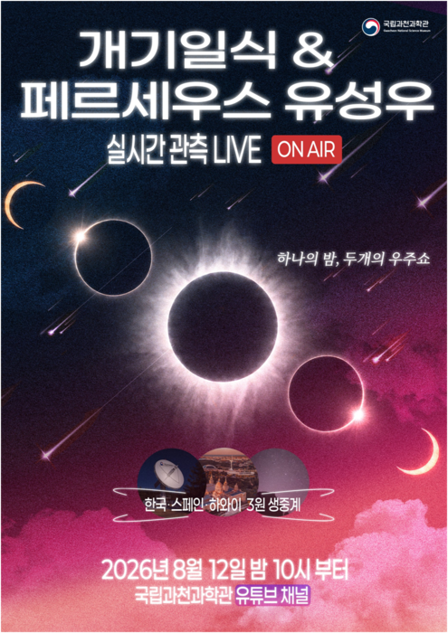 국립과천과학관이 오는 12일 밤 10시부터 다음 날 새벽까지 약 6시간 동안 스페인에서 펼쳐지는 두 가지 천문현상을 유튜브로 중계한다.(사진=국립과천과학관)