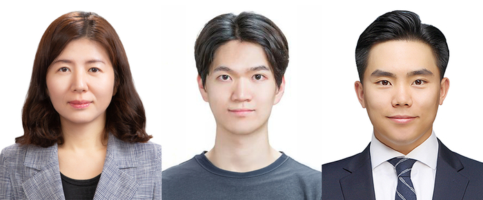 왼쪽부터 이현주 교수, 정민재 석사과정생, 전기전자컴퓨터공학과 박세진 박사.