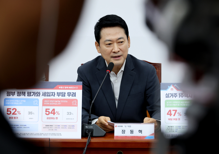 국민의힘 장동혁 대표가 7일 국회에서 열린 부동산정책 정상화 특별위원회 전체 회의에서 발언하고 있다. 사진=연합뉴스