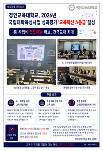 경인교육대학교는 교육부가 주관하고 한국연구재단이 사업관리를 수행하는 2026년 국립대학육성사업 성과평가에서 교육혁신 성과 부문 'A등급'을 달성했다.(사진=경인교대)