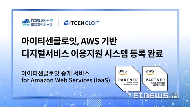 아이티센클로잇, '디지털서비스 이용지원시스템'에 AWS 클라우드 등록