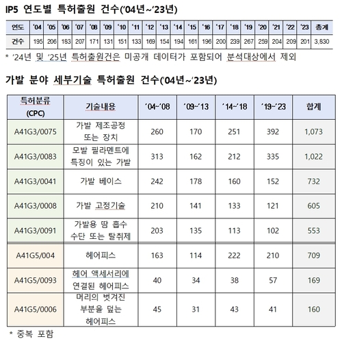 지식재산처, 가발도 특허전쟁…韓 IP5 등록 세계 2위
