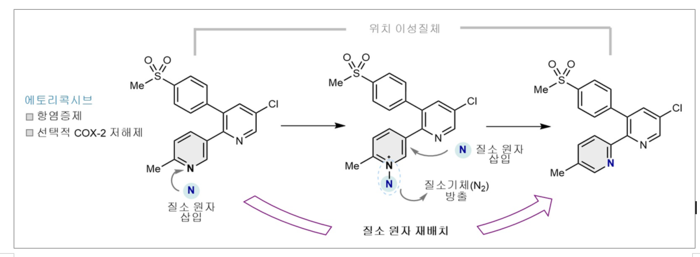 기초과학연구원(IBS) 분자활성 촉매반응 연구단 홍승우 단장직무대행(KAIST 화학과 교수) 연구팀의 '질소 원자 전위' 합성법 연구 개요(자료=과학기술정보통신부)