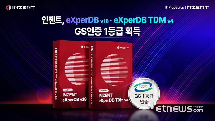 인젠트, 'eXperDB' 'eXperDB TDM' GS인증 1등급 획득