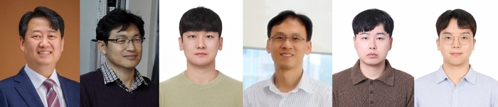 UNIST와 한국화학연구원 공동 연구팀(왼쪽부터 김동석 UNIST 교수, 신태주 UNIST 교수, 신윤섭 한국화학연구원 연구원, 김진영 UNIST 교수, 김동신·이재휘 UNIST 연구원)