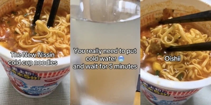 틱톡에 올라온 냉컵라면 후기 영상. 사진=틱톡 캡처