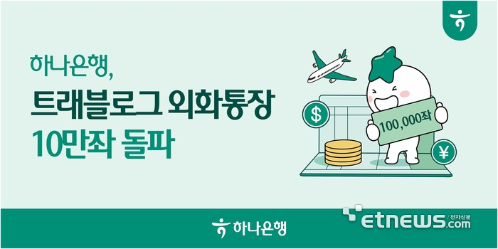 하나은행 '트래블로그 외화통장', 출시 10개월 만에 10만좌 돌파