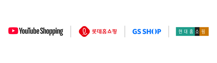 유튜브 쇼핑·롯데홈쇼핑·GS샵·현대홈쇼핑 로고. [사진=구글코리아 제공]