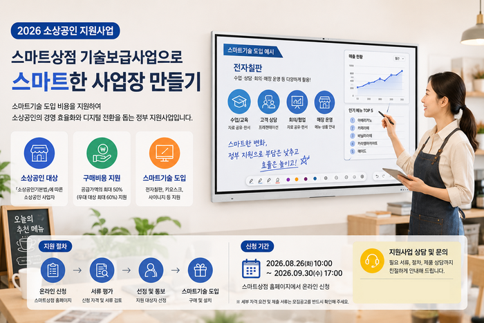 스마트터치, 소상공인 스마트상점 지원사업 통해 전자칠판 50% 할인 지원
