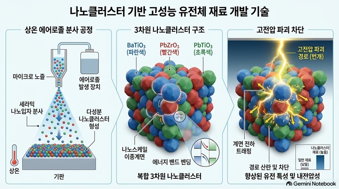강유전 세라믹 복합 박막의 제조와 에너지 저장 특성 향상 개념도(AI 생성 이미지)