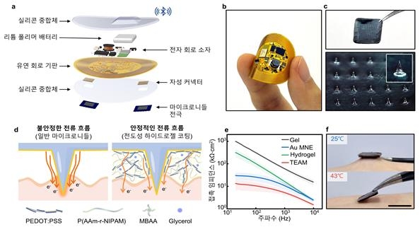 온도 반응형 전도·접착성 마이크로니들 전자약의 구성 및 특징