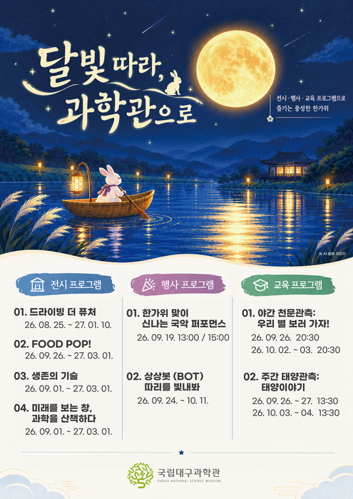 “이번 추석은 과학관 어때?” 국립대구과학관, 추석연휴 맞아 온 가족이 즐기는 풍성한 과학문화 프로그램 마련