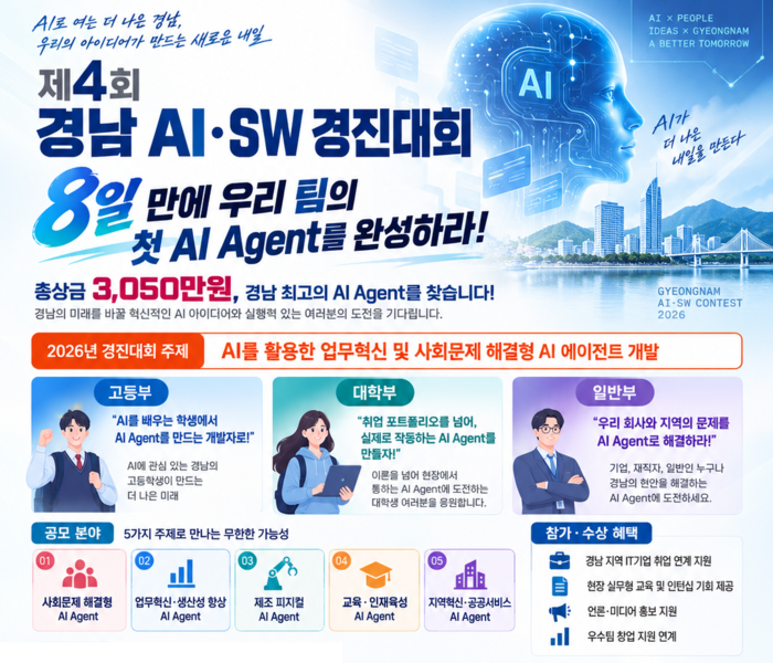 AI 개발자 발굴에서 취·창업 연계까지…'2026 경남 AI·SW 경진대회' 참가팀 모집