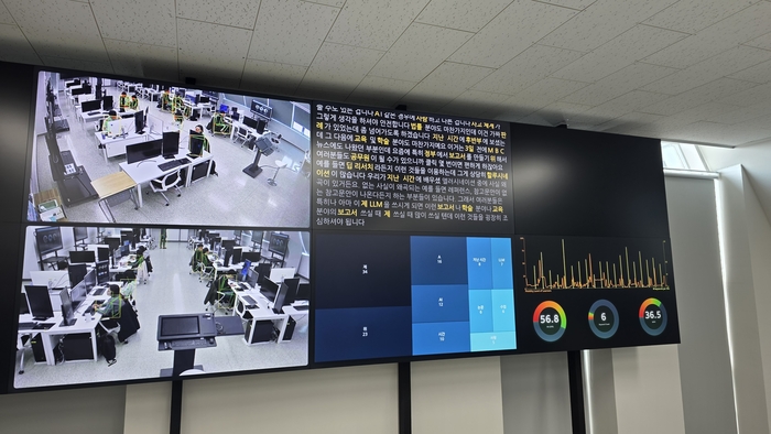 한국기술교육대학교 'AI 학습분석실'에 설치된 대형 디스플레이. (사진=한기대)