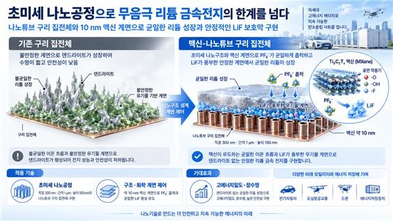 초미세 나노공정을 활용한 무음극 리튬 금속전지 연구 이미지(AI 생성)