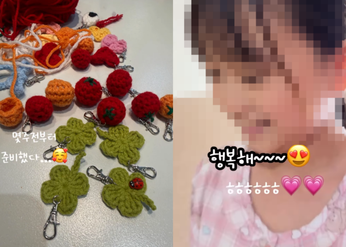 딸이 준비한 손뜨개 선물 과정을 영상으로 담은 모습. 사진=인스타그램(@beeya1103) 캡처