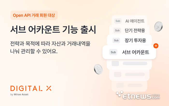 디지털엑스, '서브 어카운트' 출시…AI 에이전트별 자산 분리 운용