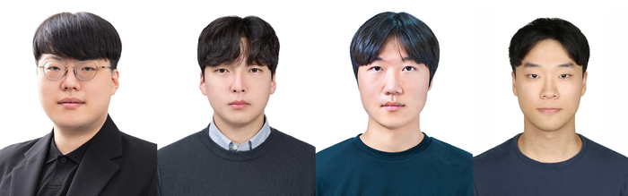 왼쪽부터 강동호 교수, 한양대 ERICA 전자공학부 오세용 교수, GIST 전기전자컴퓨터공학과 백주환 석박사통합과정생, 한양대 ERICA 전자공학부 오준화 석박사통합과정생.
