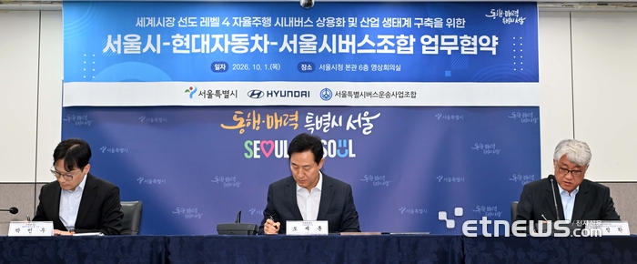 [포토] 세계시장 선도 레벨 4 자율주행 시내버스 상용화 및 산업 생태계 구축을 위한 서울시-현대자동차-서울시버스조합 업무협약