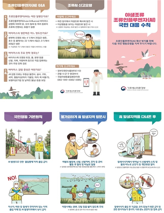 야생조류 조류인플루엔자(AI) 국민 대응수칙. 자료 출처 : 기후에너지환경부