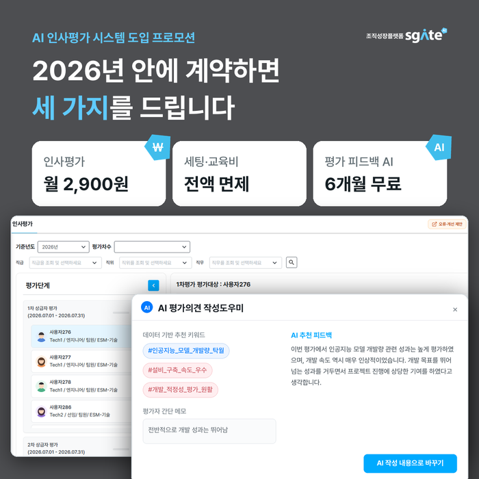이즈파크, Sgate 연내 도입 프로모션…AI로 KPI·OKR부터 인사평가까지 지원