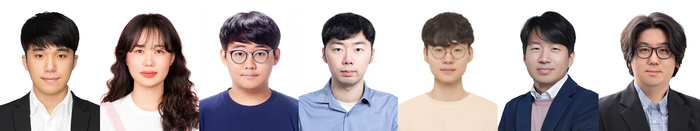왼쪽부터 GIST 전기전자컴퓨터공학과 김규린 석박사통합과정생, 마지영 석사과정생, 김주환 석박사통합과정생, 이주형 석박사통합과정생, 권흥찬 연구원, KAIST 전기및전자공학부 송영민 교수, GIST 전기전자컴퓨터공학과 정현호 교수.
