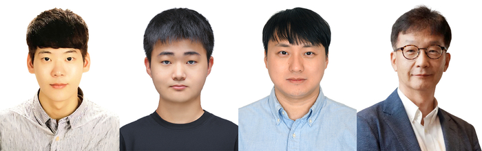 왼쪽부터 포항공과대학교(POSTECH) 물리학과 서민교 박사, GIST 물리·광과학과 김한별 석박사통합과정생, 신동빈 교수, 포항공과대학교(POSTECH) 물리학과 김동언 교수.